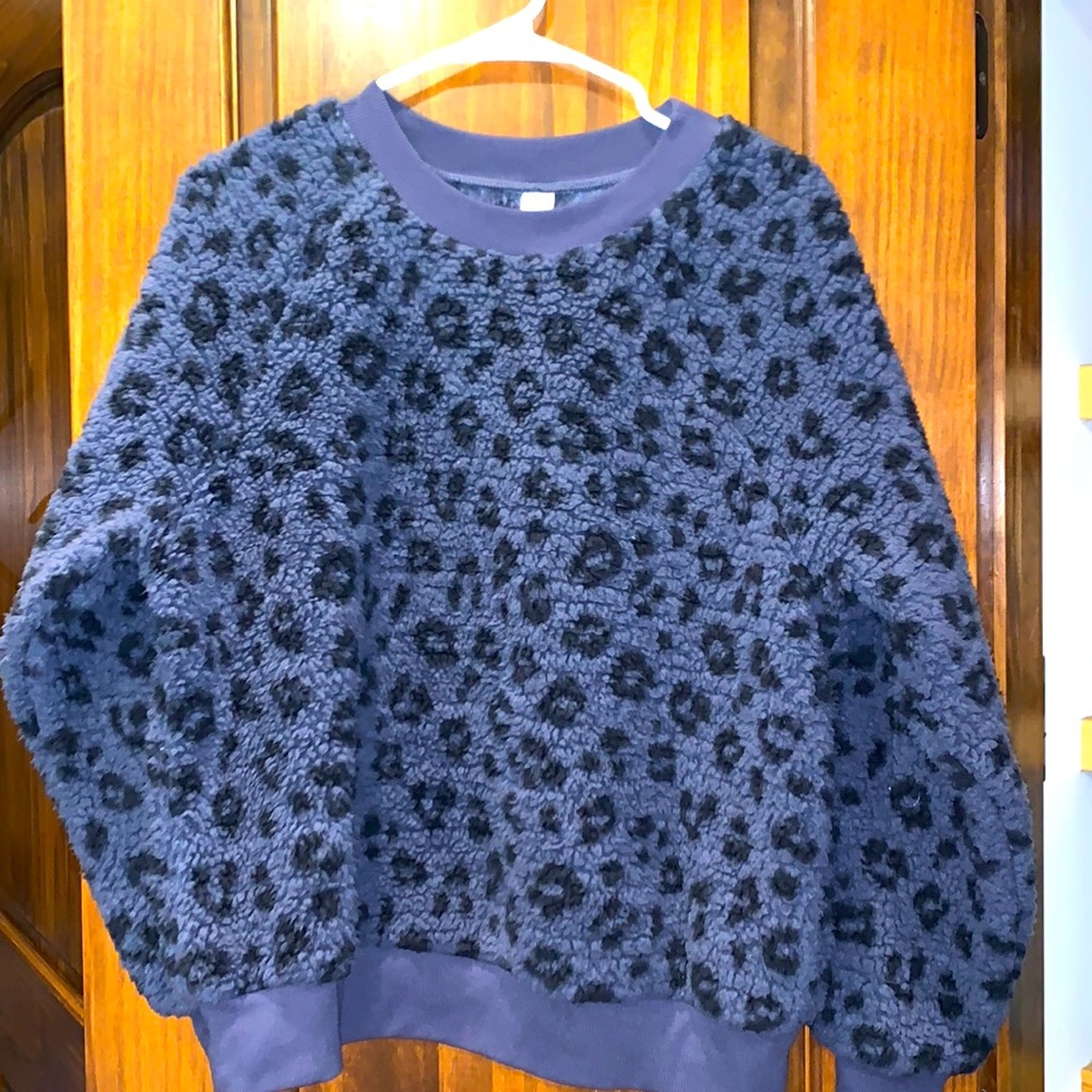 leopard print fluffy sweatshirt